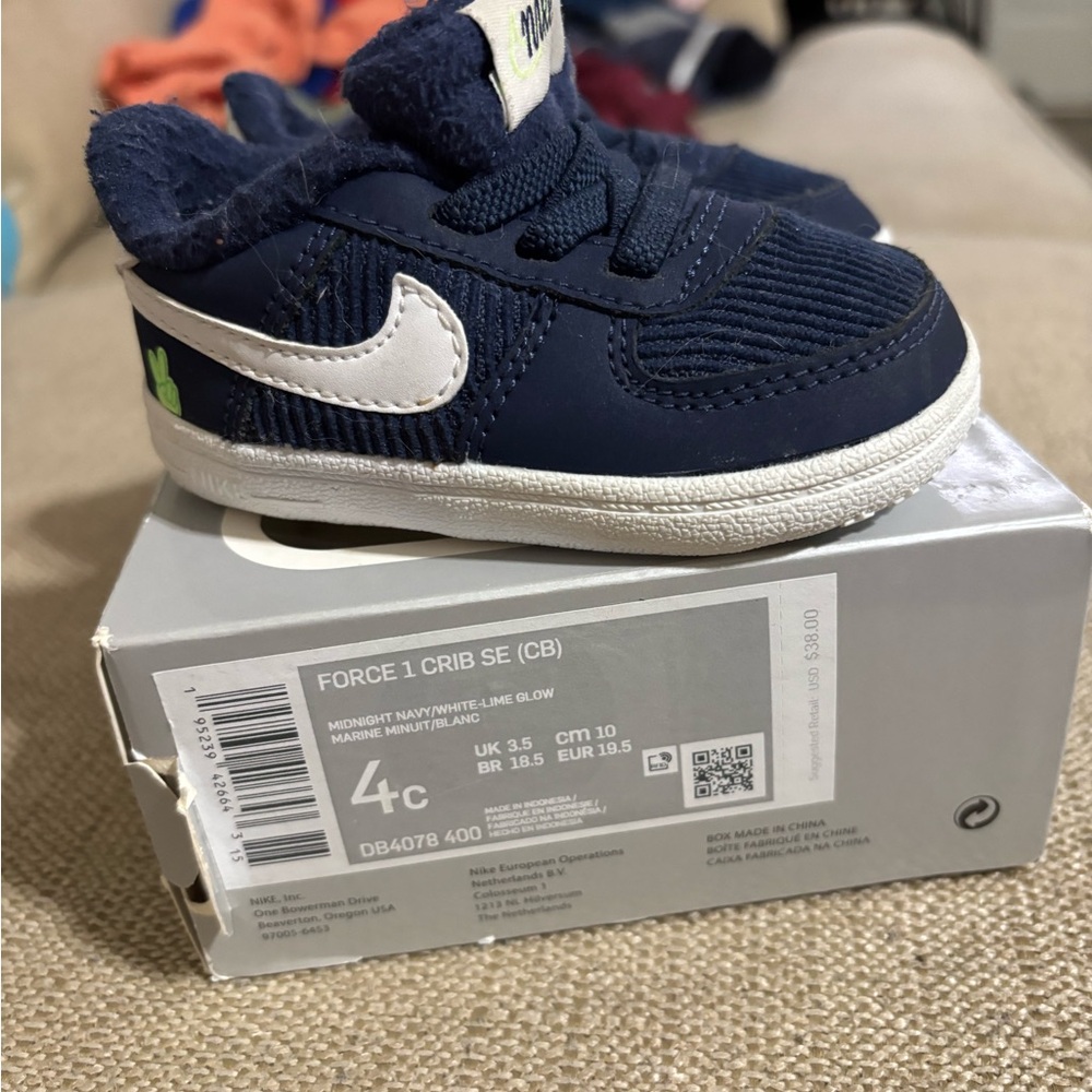 Nike Kids Navy and White Crib Sneakers